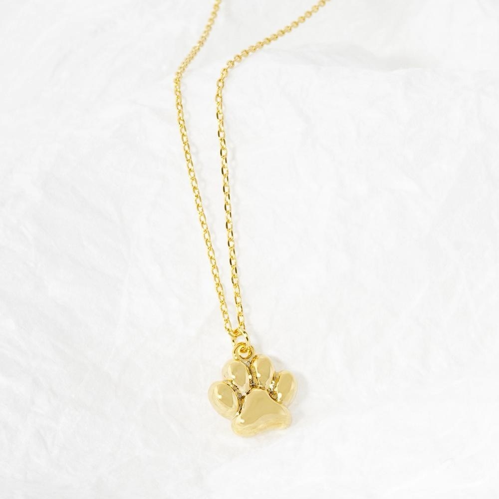 Gold Paw Pendant Necklace - Paw Print Charm - Picture 11 of 12
